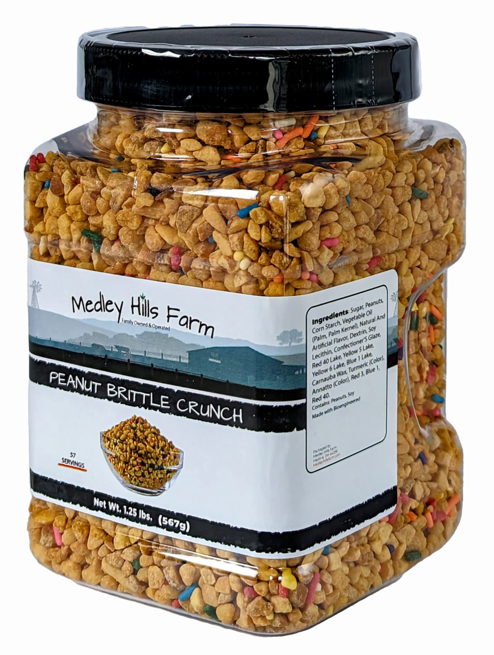 Peanut Brittle Crunch Coat Ice Cream Toppings by Medley hills farm in Reusable Container 1.25 Lbs.