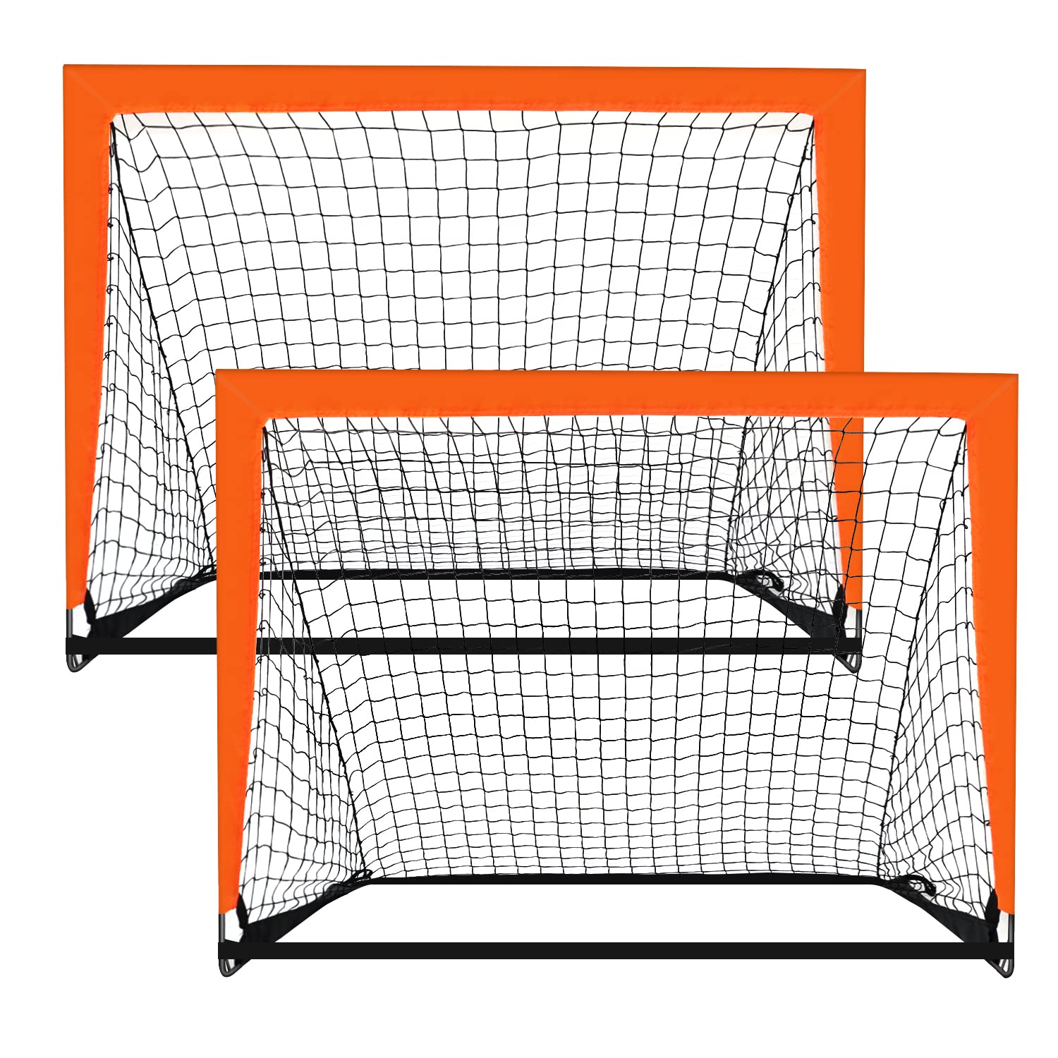 Theresduet 2 Pack 4’ x 3’ Size Portable Kid Soccer Goals for Backyard, Indoor and Outdoor Pop Up Soccer Goals, Orange, Theresduet Image