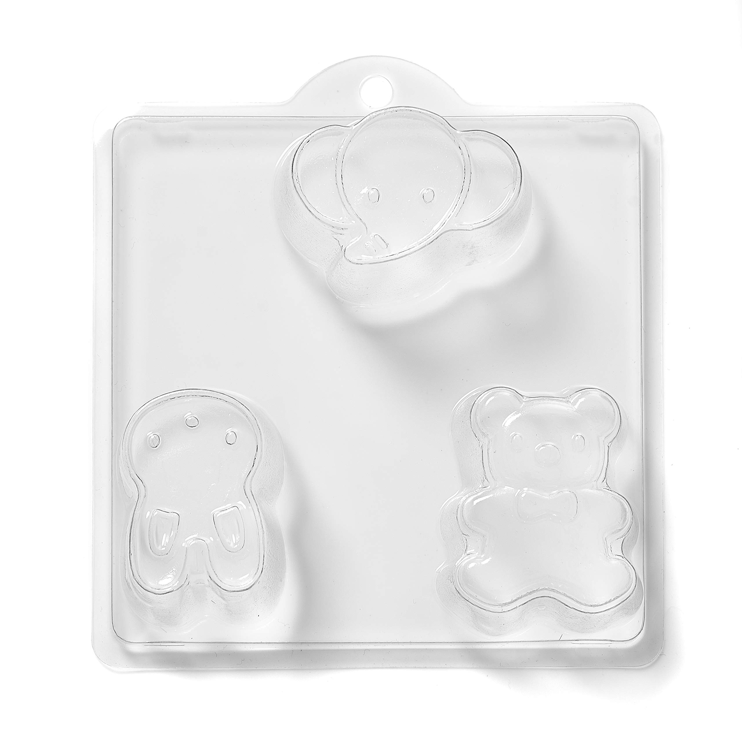 World Of Moulds | 3 Cavity Teddy, Rabbit & Elephant Soap/Bath Bomb Mould Mold N22