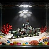 XUBX Resin Warship Aquarium Ornament 23x11x5 cm Non Toxic Shark Safe view 9