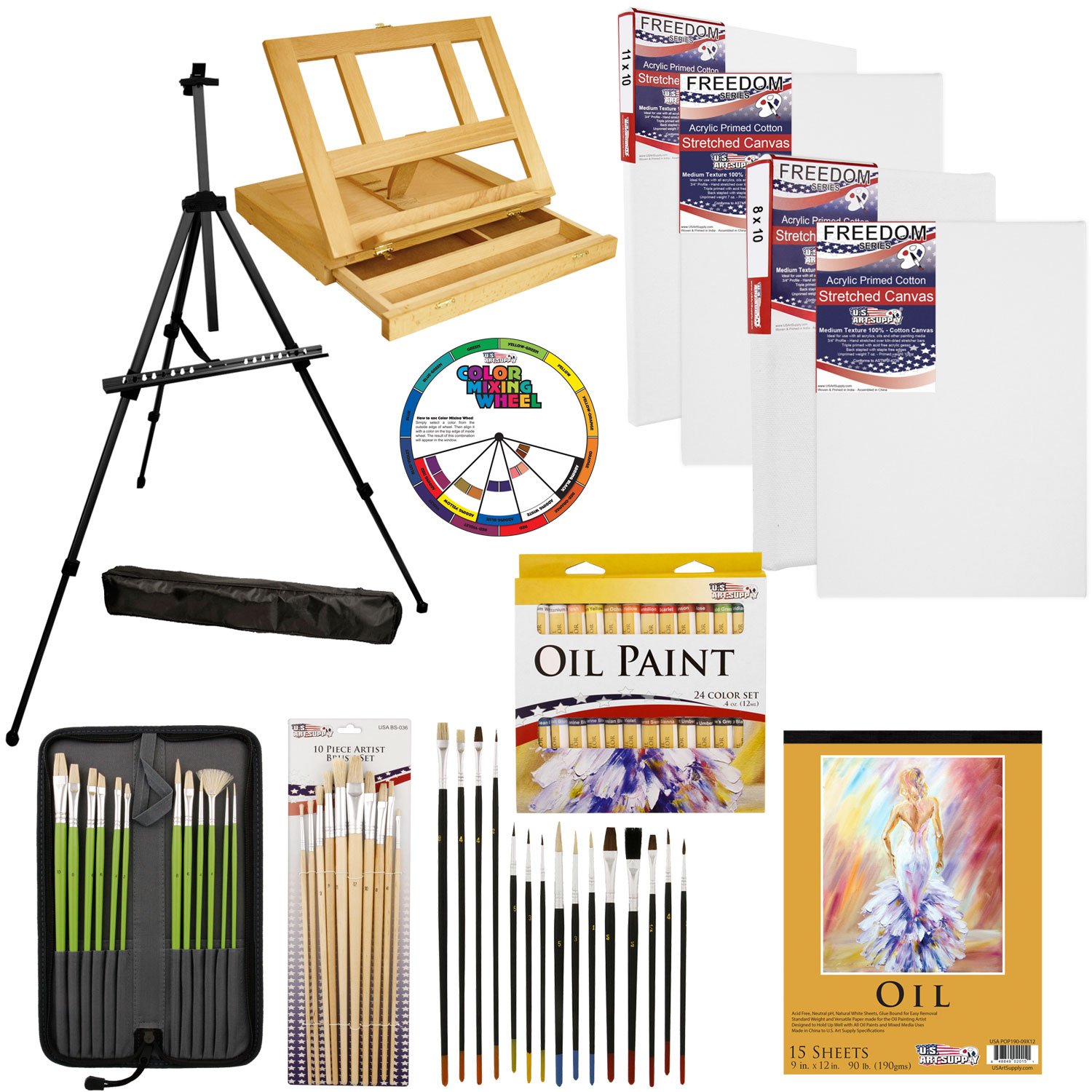 Best us art supply 21-piece oil painting set with table easel