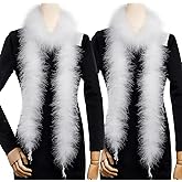 Holmgren White Marabou Feather Boas - 2 Pcs 25g 2 Yards Feather Boa for DIY Clothing, Home Wedding Party and Christmas Decoration (White)