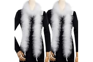 Holmgren White Marabou Feather Boas - 2 Pcs 25g 2 Yards Feather Boa for DIY Clothing, Home Wedding Party and Christmas Decoration (White)