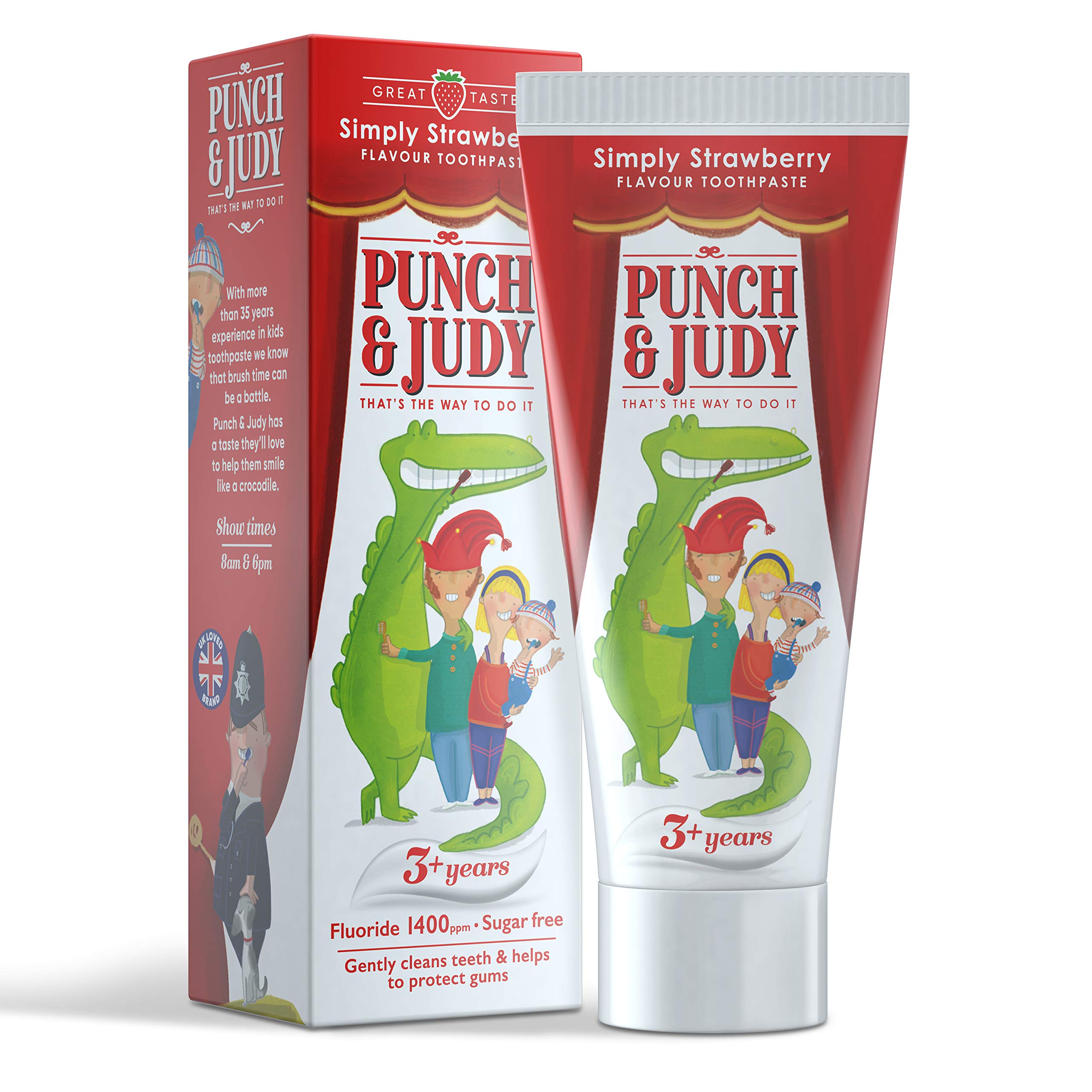 Punch & Judy Kids Toothpaste - Simply Strawberry Flavour, 3+ Years, Fluoride Sugar Free, 50ml (Pack of 1)