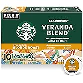 Starbucks K-Cup Coffee Pods, Starbucks Blonde Roast Hot or Iced Coffee, Veranda Blend, 10 Keurig Pods