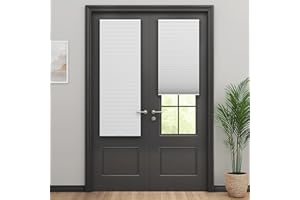 LazBlinds Cordless Cellular Shades for French Doors, No Drill French Door Blinds for Privacy, Blackout Light Blocking Honeycomb Shades for Sliding Doors Front Door Patio, 1 Pack, 30" W x 78" H, White