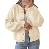 PRETTYGARDEN Women's Oversized Cardigan Sweaters Chunky Knit Fall Outfits | Button Up Sweater Jacket, Long Sleeve Crew Neck,
