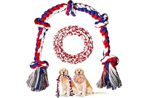 GHOBROFY Dog Rope Toys for Aggressive Chewers and Large Dog Breeds, Tough Indestructable Dog Chew Toys 2 Pack, Dental Cleaning Teething Toys, Red