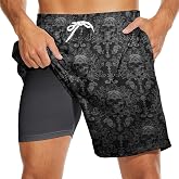 Socira Men's Swim Trunks with Compression Liner, Quick Dry Mens 2 in 1 Swimming Trunks Men Beach Bathing Suits Swimsuit