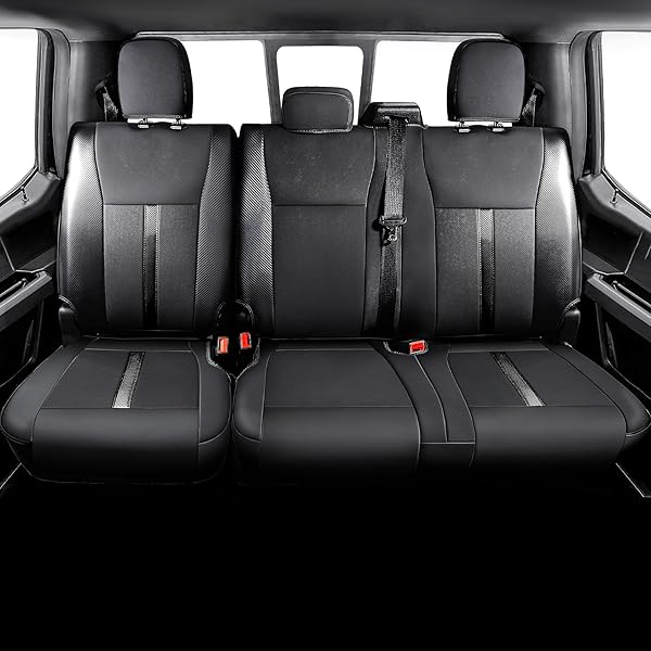PREMIUM FAUX LEATHER SEAT COVERS CUSTOM FIT FOR FORD F150 SUPERCREW XL XLT STX (2015-2020) & F250/F350/F450 CREW CAB XL XLT (2017–2022) – FULLY COVERED – DESIGNED FOR 40/CONSOLE/40 FRONT SEATS