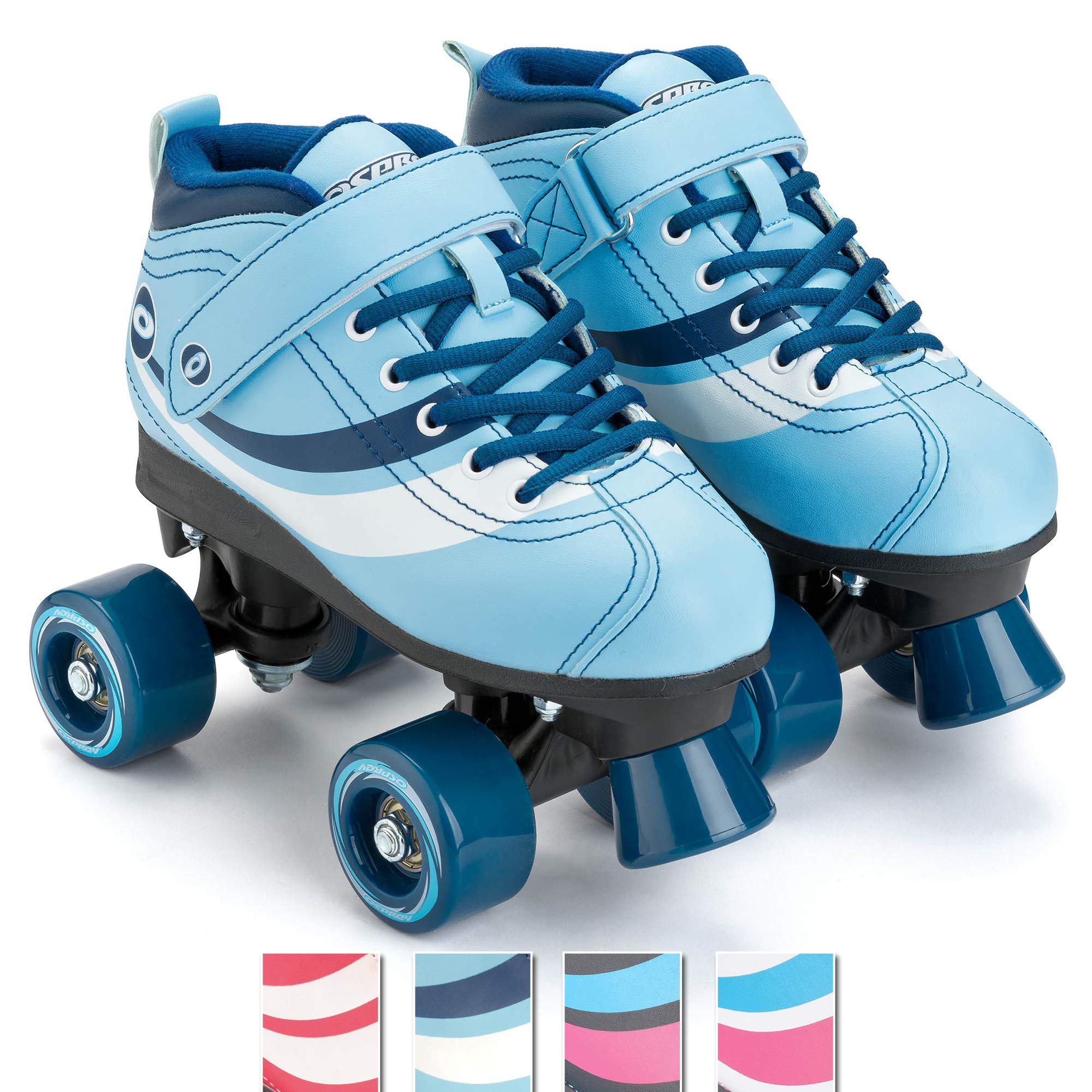 Osprey Disco Quad Roller Skates for Adults and Kids, Retro Roller Boots with ABEC 7 Bearings, Multiple Styles