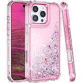 Tikoo Designed for iPhone 16 Pro Max Case Glitter for Women Girl Clear 3-in-1 Heavy Duty Protective Phone Case with Floating Liquid Quicksand Shiny Bling Sparkly Cute iPhone 16 Pro Max Case 6.9”