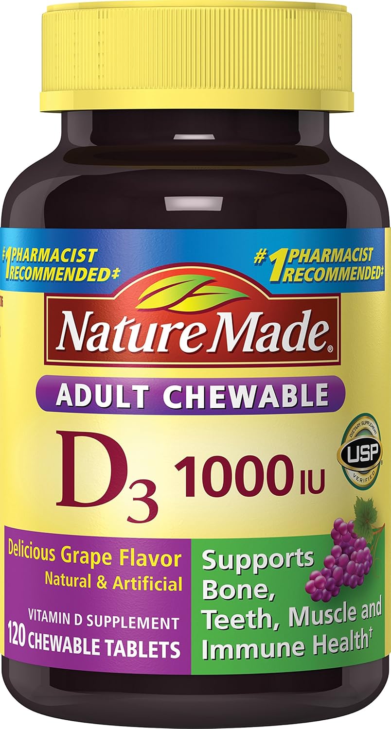 Nature Made Adult Chewable D3 1000 IU Grape Flavored Tablets, 120 Ct eBay