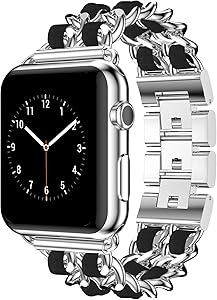 DamonLight Compatible for Apple Watch Band 42mm Women, Jewelry Bracelet Silver Dressy Bling Wristband 44mm iWatch Series 6 5 4 3 2 1 SE