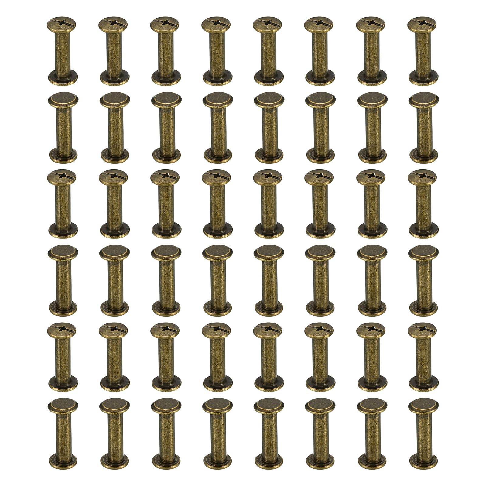 PATIKIL 50 Sets Chicago Screws, M5x18mm Chicago Screws Phillips Binding Post Screw Bolts Leather Rivets Fasteners Connectors Steel for Leather Belt Scrapbook Photo Albums, Brown