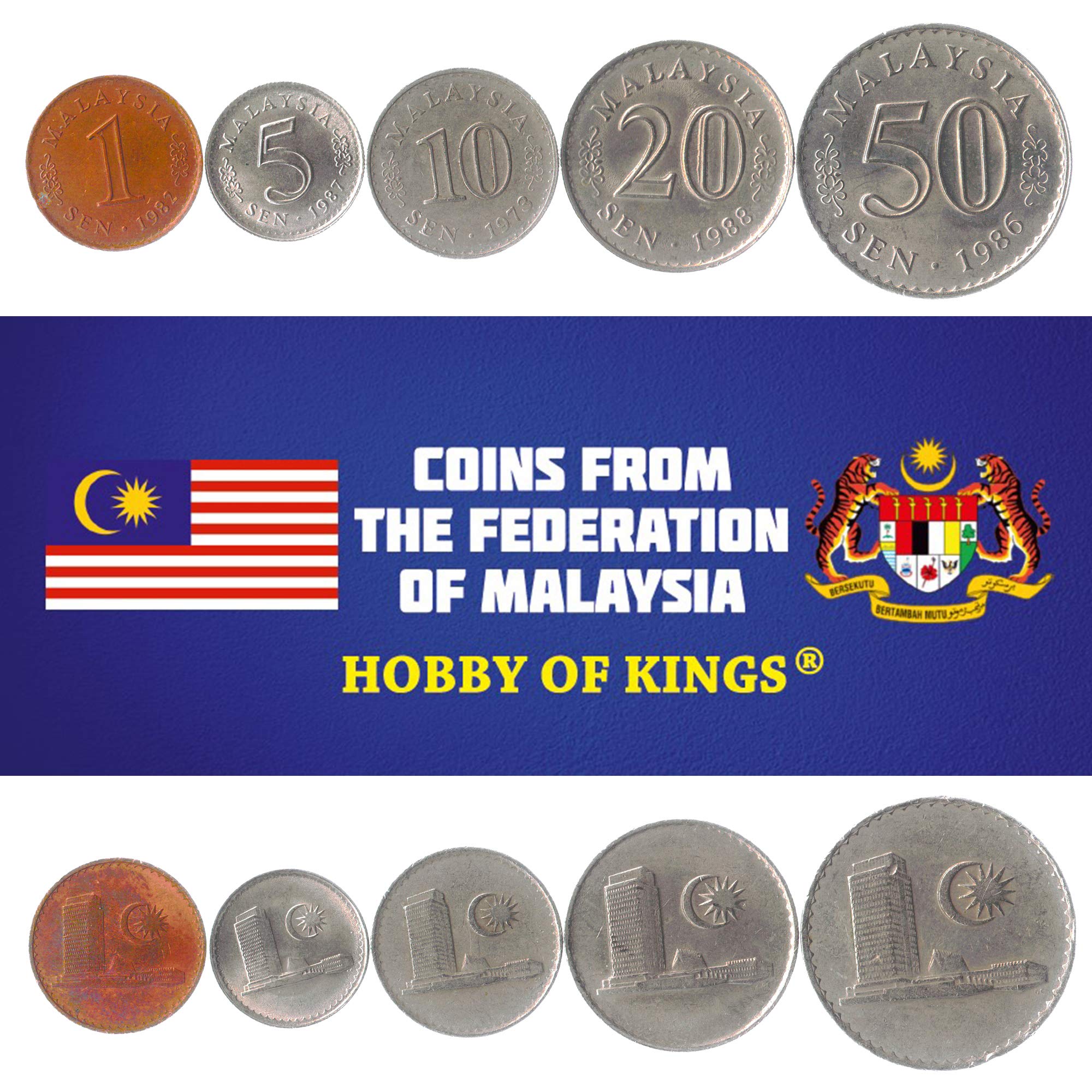 Set of 5 Coins from Malaysia. 1, 5, 10, 20, 50