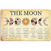 Fmcmly Vintage Metal Tin Signs Moon Phases Meanings Witchery Room Aesthetic Decoration New Year Sign Gift for Parents Home Kitchen Office Garage Bar Coffee Wall Decor 8x12 Inch