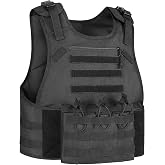 CVLIFE Outdoor Vest, Adjustable Vest, Waist Dual Layer Hook and Loop, Black | Outdoor Vest Quick Release Shoulder Buckles, Sports Vest with Waist Dual Layer Hook and Loop, Multi Storage Bag, Nylon Fabric