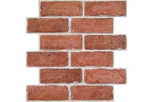 SMOOSTIKC 3D Faux Brick Wall Panels -10 Pcs of 11.8"X11.8" Small Size Thin PVC Fake Orange Brick Peel and Stick Paneling Wallpaper Textured Wall for Kitchen Backsplash,Bathroom and Interior Decor