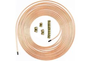 Roczential Brake Line Kit Includes 16 Inverted Flare Brake Line Fittings, 3/16" 25 Ft Brake Line Flaring Tool Kit for Repair 