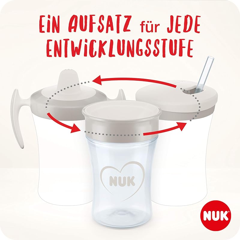 3-in-1 Trinklernset mit Trainer Cup-Learner Cup (ab 6 Monaten) | Magic Cup 360° (ab 8 Monaten) & Action Cup (ab 12 Monaten) | 230 ml | grau & weiß