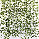 12 Pack Fake Vines for Room Decor Artificial Ivy Greenery Garland Hanging Plants Backdrop Faux Greenery Leaves for Bedroom Home Garden Wall Jungle Theme Party Wedding Decor