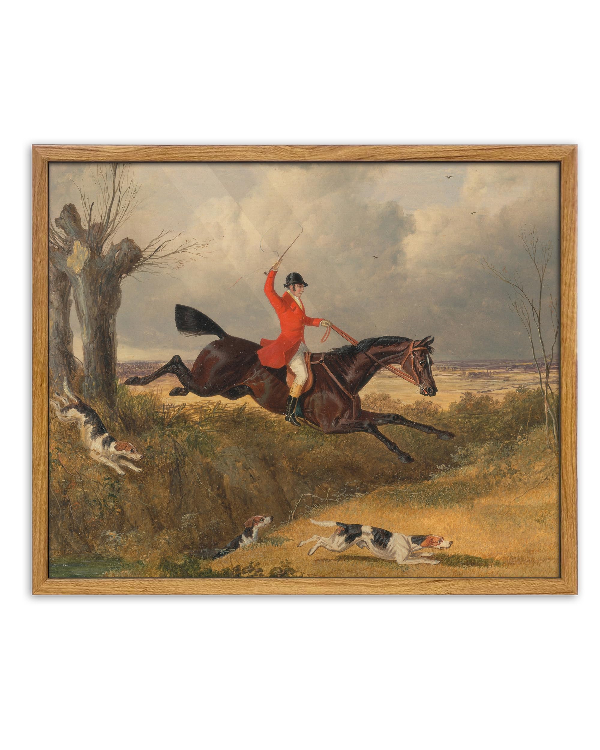 UPWOIGH Vintage Framed Wall Art,12x16in The Foxhunter,Frederick Herring Art,Classic 19th Century British Equestrian and Countryside Art Print,English Landscape for Home Office Desk Decor,1Pack Gift