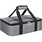 MIAOJIE Insulated Casserole Carrier, Portable Casserole Carrier for Hot or Cold Food Lunch Tote Warmer or Cooler Bag, Lasagna Lunch Bag for Potluck Parties- Fits 9" x 13" Baking Dish-Grey