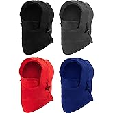 4 Pieces Kids Balaclava Hat Fleece Winter Ski Mask Double Warmer Face Cap