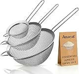 Anaeat Fine Mesh Strainers Set Stainless Steel Colander Sieve 8cm 14cm 20cm