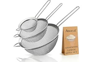Anaeat Fine Mesh Strainers - Premium Stainless Steel Colander Sieve Sifters, with Durable Mesh and Sturdy Handle, Great for S