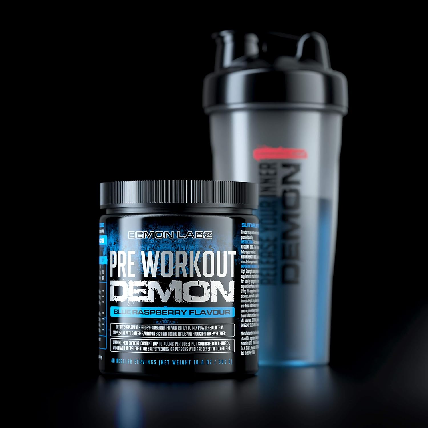 Pre Workout Demon (Blue Raspberry Flavour) - Hardcore Pre-Workout Supplement with Creatine, Caffeine, Beta-Alanine and Glutamine, 40 Servings: Health & Personal Care