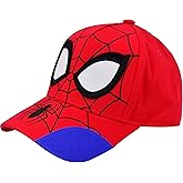 Marvel Spider-Man Dad Hat, Adult Cotton Baseball Cap with Curved Brim and 3D Eyes, Red, One Size