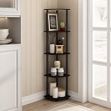 Furinno TURN-N-TUBE Corner Shelf 5-Tier Espresso Open Storage view 2