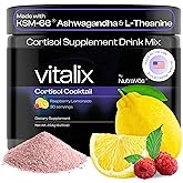 NutraVōs Vitalix – Cortisol Reducer & Adaptogen Drink Mix with Ashwagandha KSM 66, Magnesium Glycinate 200mg, L-Theanine 200mg, Vitamin C 500mg & Electrolytes – Raspberry Lemonade – 30 Servings