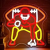 Football Player Neon Sign for Wall Decor Dimmable Football Neon Light for Man Cave LED Light Up Sports Sign for College Club Court Shop Living Room Athletes Lovers Gift Art Size11.8 * 11.2In(WZCP284)