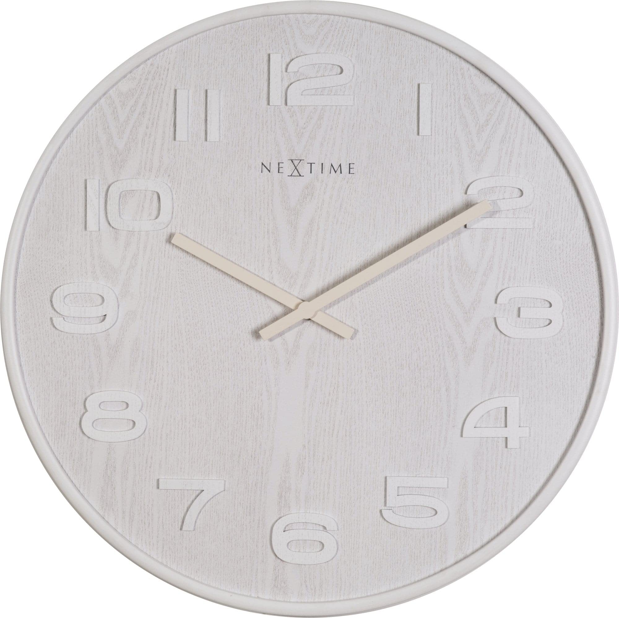 NeXtime wall clock "WOOD WOOD BIG", round, made of wood, white, ø 53 cm