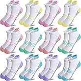 JAMEGIO Girl Socks - 12 Pairs Girls Ankle Athletic Running Low Cut Socks
