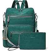 Shrrie Backpack Purse for Women Leather Fashion Designer Travel Backpack Convertible Shoulder Satchel Bag for College Work