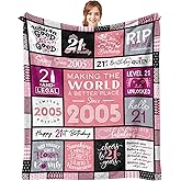 Jnufoju 21st Birthday Gifts for Her, Best Gifts for 21st Birthday Female, 21 Year Old Birthday Gifts for Her, 21st Birthday Presents for Women Throw Blanket 50" x 60"
