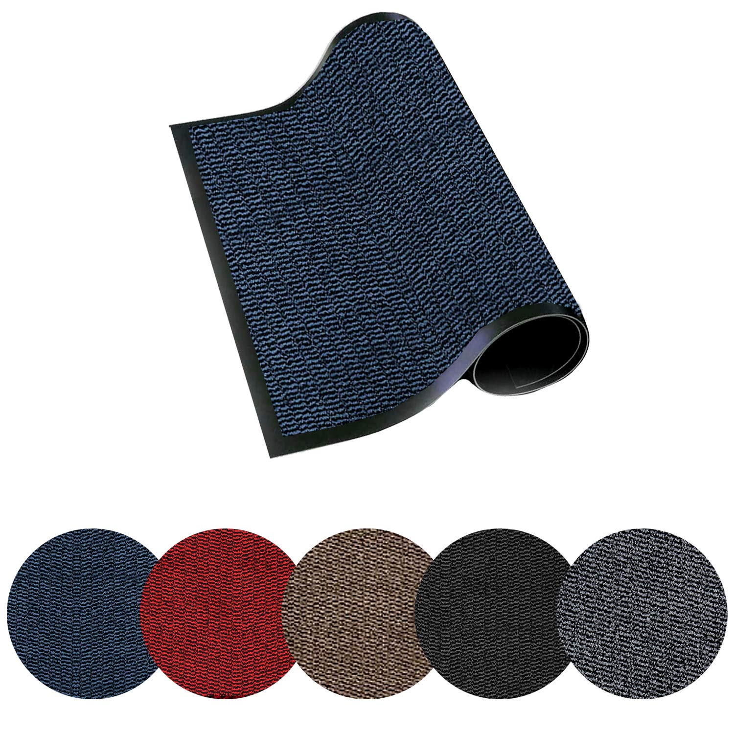 Trendsco - Dirt Trapper Door Mat Indoor & Outdoor - Non Slip Rubber Backing Carpet and Floor Mat for Home, Kitchen & Office - Super Absorbent Washable Rug Mat for Front & Back Door (Blue || 50 x 80)