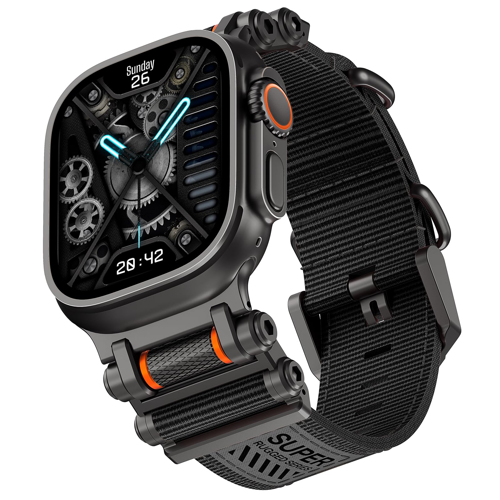 Photo 1 of TAURI Nylon for Apple Watch Ultra 3/2 Bands 49mm, Rugged Nylon Braided Strap & Stainless Steel Metal Connector – Adjustable iWatch Ultra Men's Woven Sport Band, All Black