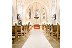 ShiDianYi Ivory 2FTX15FT Sequin Aisle Runner for Wedding Ceremony