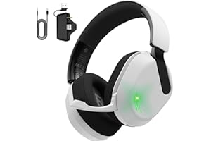 Gvyugke Wireless Gaming Headset for Xbox Series X/S, Xbox One, PS5, PC, Mac, Bluetooth 6.0 Gaming Headphones with Flip-to-Mute Noise-Canceling Mic, Foldable, 3D Surround Sound, 45H Battery - White