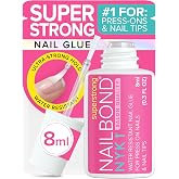 NYK1 Super Strong Nail Glue for Press On Nails, Nail Tips &amp; Acrylics | 8ml | NailBond Brush On Glue for Press Ons, Tips &amp; Acrylics - Long Lasting, Maximum Strength, Mess-Free Application