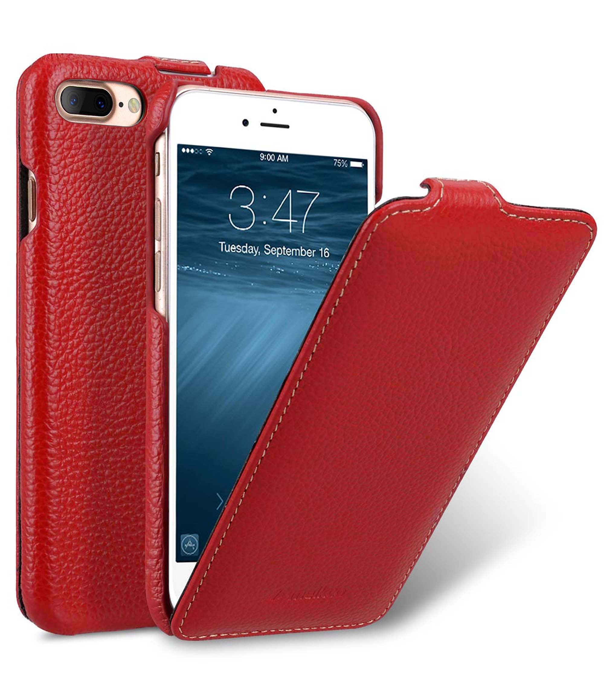 MELCKO Edle Leather Case / Outer Shell / Textile Interior Cover / Folding Mobile Protection / Ultra-Slim / Flip Case