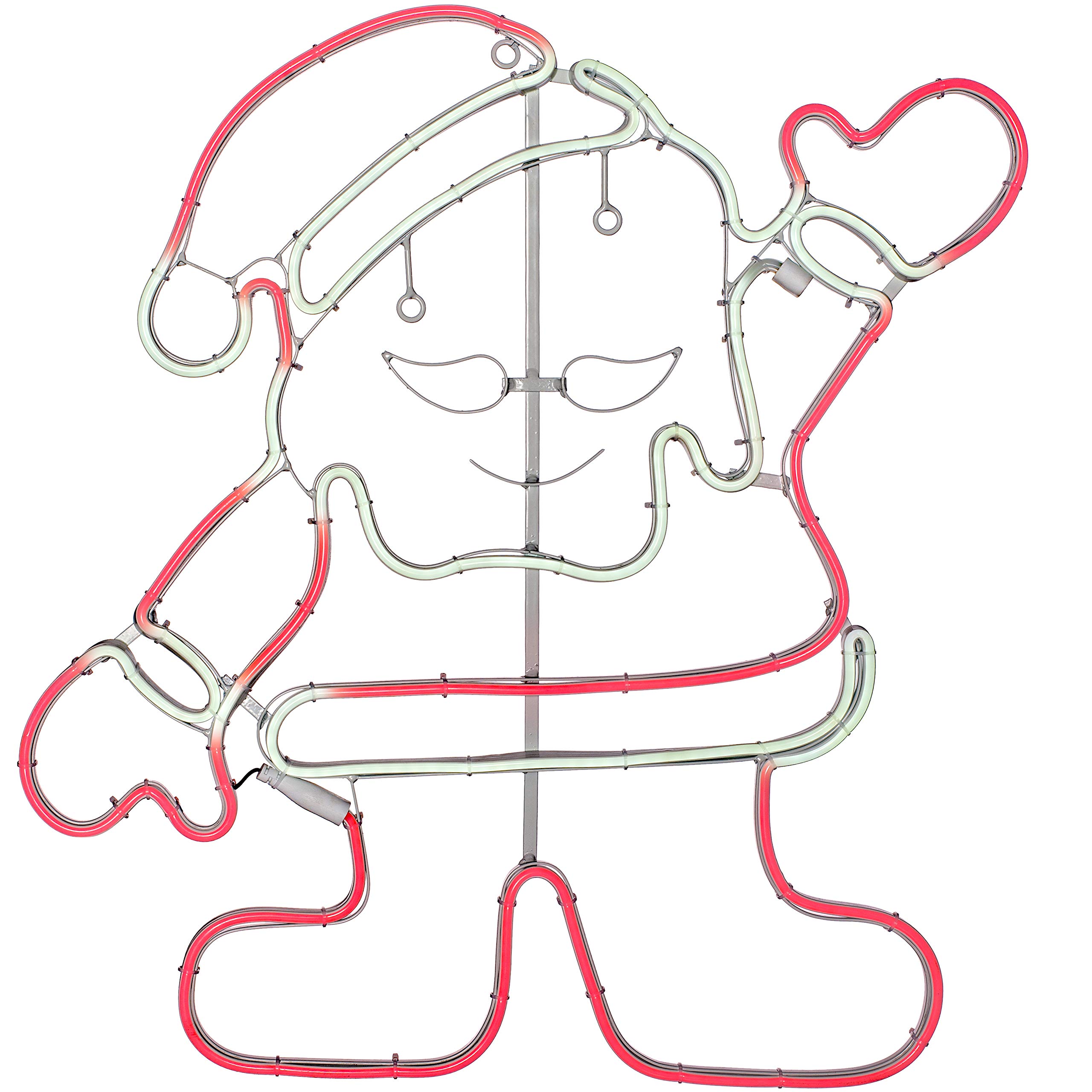 WeRChristmas Waving Santa Christmas Silhouette Decoration, Neon Rope Light, Red, 61 cm