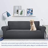 MAXIJIN Super Stretch 3 Seater Couch Cover Grey Jacquard Spandex Sofa Slipcover view 2