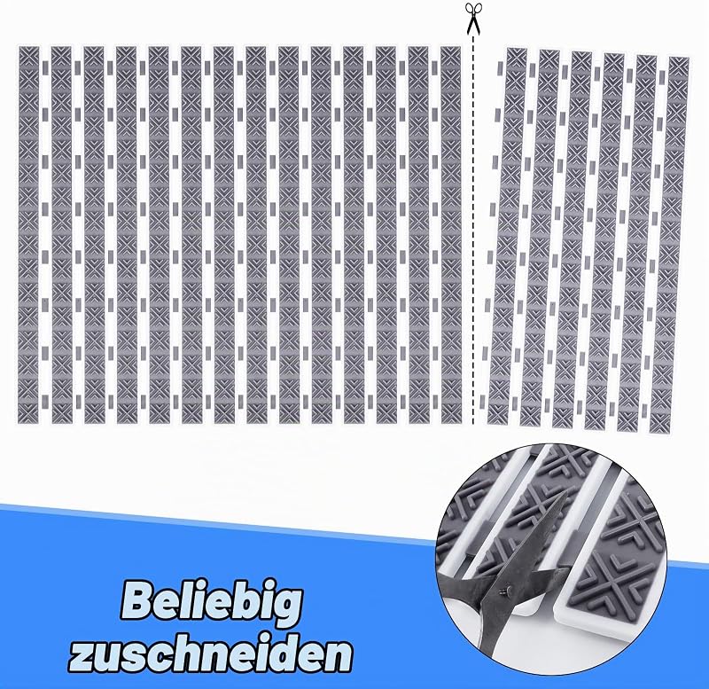rutschfest Badematte, 40x70cm Antirutschmatte Dusche TPE Badewannenmatte mit Saugnäpfen Duschmatte Schnelles Trocknen zuschneidbare Badematte(Grau)