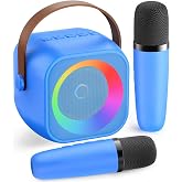 Karaoke Machine,Mini Portable Karaoke Speaker with 2 Wireless Microphones | 360&deg; Surround Sound,5 Voice Effects, 8H playtime, Bluetooth 5.0,TF/USB/AUX,Birthday Gifts for Girls and Boys Ages 3-12